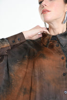 4R W5160 Shirt - Black Over Asymmetric Satin Dyed Removable Sash Italian Women's - TEPHRA
