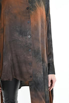 4R W5160 Shirt - Black Over Asymmetric Satin Dyed Removable Sash Italian Women's - TEPHRA