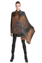 4R W5160 Shirt - Black Over Asymmetric Satin Dyed Removable Sash Italian Women's - TEPHRA