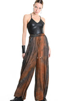 4R W5161 TROUSER Wide Fit Viscose Satin Dyed Black WOMAN TEPHRA