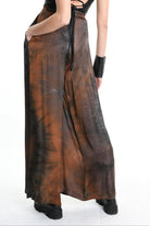 4R W5161 TROUSER Wide Fit Viscose Satin Dyed Black WOMAN TEPHRA