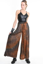 4R W5161 TROUSER Wide Fit Viscose Satin Dyed Black WOMAN TEPHRA