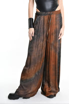 4R W5161 TROUSER Wide Fit Viscose Satin Dyed Black WOMAN TEPHRA