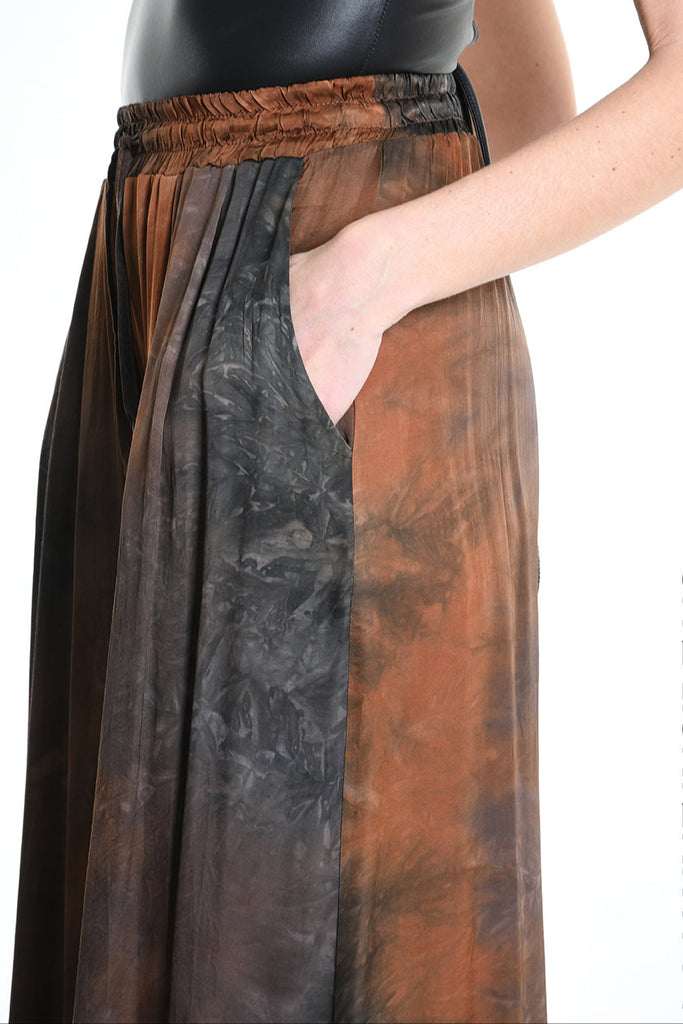 4R W5161 TROUSER Wide Fit Viscose Satin Dyed Black WOMAN TEPHRA