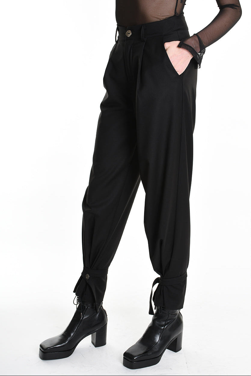 4R W5162 TROUSER Regular Fluid Black LA HAINE INSIDE US