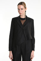 4R W5163 ASYMMETRICAL JACKET in Fluid Fabric Black LA HAINE INSIDE US