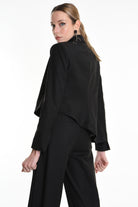 4R W5163 ASYMMETRICAL JACKET in Fluid Fabric Black LA HAINE INSIDE US