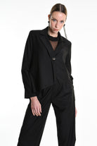 4R W5163 ASYMMETRICAL JACKET in Fluid Fabric Black LA HAINE INSIDE US