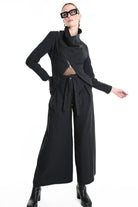 4R W5176 ASYMMETRICAL JACKET in Pinstripe Flannel Black LA HAINE INSIDE US