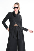 4R W5176 ASYMMETRICAL JACKET in Pinstripe Flannel Black LA HAINE INSIDE US