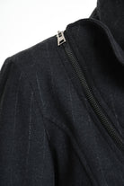 4R W5176 ASYMMETRICAL JACKET in Pinstripe Flannel Black LA HAINE INSIDE US