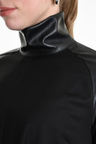 4R W5178 DRESS Asymmetric Fluid & Faux Leather Black LA HAINE INSIDE US