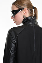 4R W5178 DRESS Asymmetric Fluid & Faux Leather Black LA HAINE INSIDE US