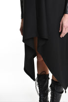 4R W5178 DRESS Asymmetric Fluid & Faux Leather Black LA HAINE INSIDE US