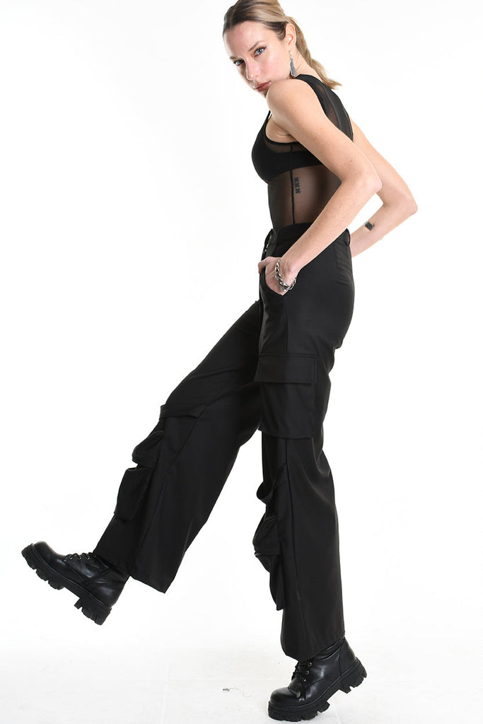 4R W5180 TROUSER Wide Fit Fluid Black WOMAN LA HAINE INSIDE US