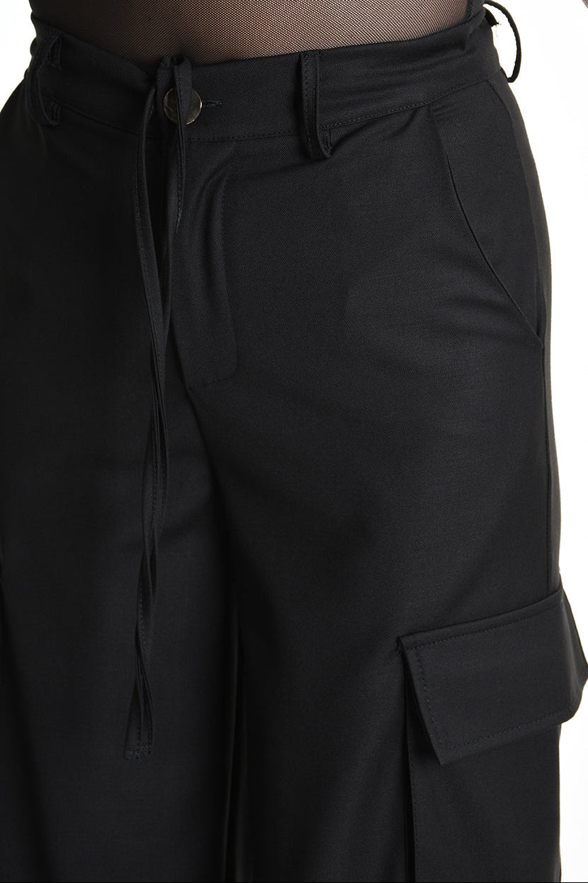 4R W5180 TROUSER Wide Fit Fluid Black WOMAN LA HAINE INSIDE US