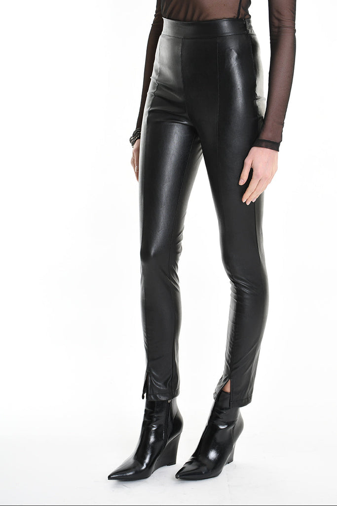 4R W5181 TROUSER Skinny Faux Leather Stretch Black WOMAN LA HAINE INSIDE US