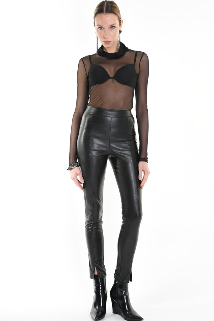 4R W5181 TROUSER Skinny Faux Leather Stretch Black WOMAN LA HAINE INSIDE US