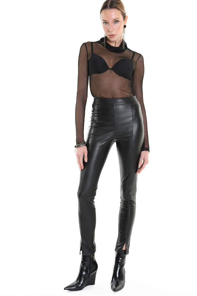 4R W5181 TROUSER Skinny Faux Leather Stretch Black WOMAN LA HAINE INSIDE US