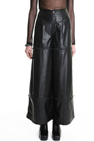 4R W5182 TROUSER Wide Fit Faux Leather Stretch Black WOMAN LA HAINE INSIDE US