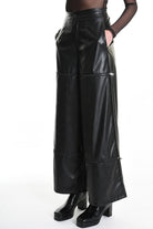 4R W5182 TROUSER Wide Fit Faux Leather Stretch Black WOMAN LA HAINE INSIDE US