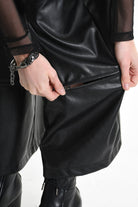 4R W5182 TROUSER Wide Fit Faux Leather Stretch Black WOMAN LA HAINE INSIDE US