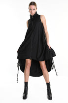 4R W5190 DRESS Over Asymmetric Fluid Black LA HAINE INSIDE US