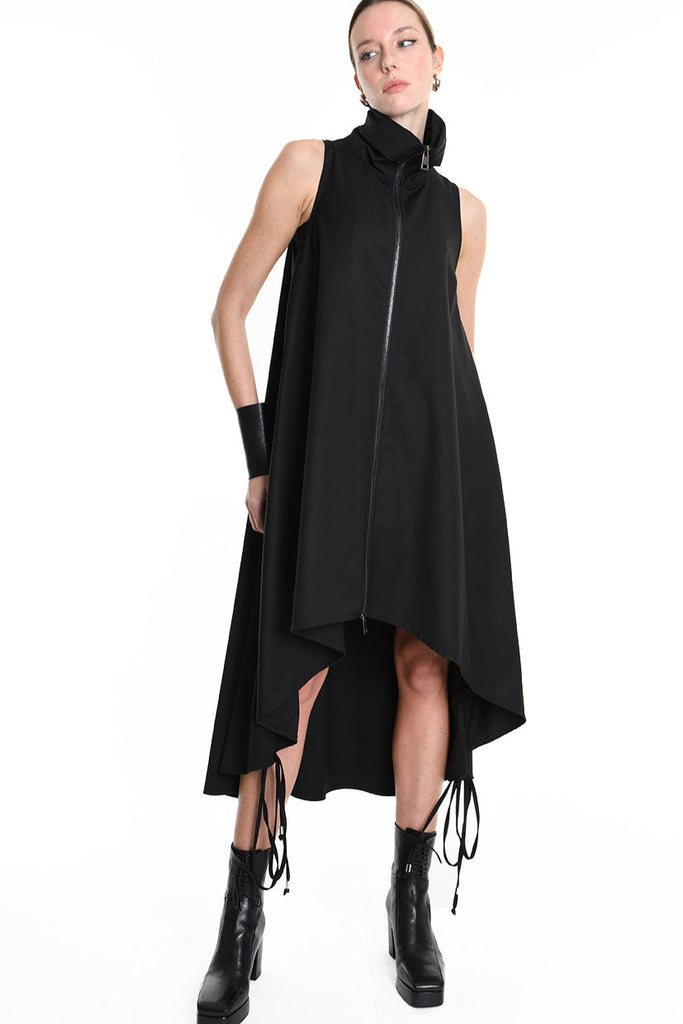 4R W5190 DRESS Over Asymmetric Fluid Black LA HAINE INSIDE US