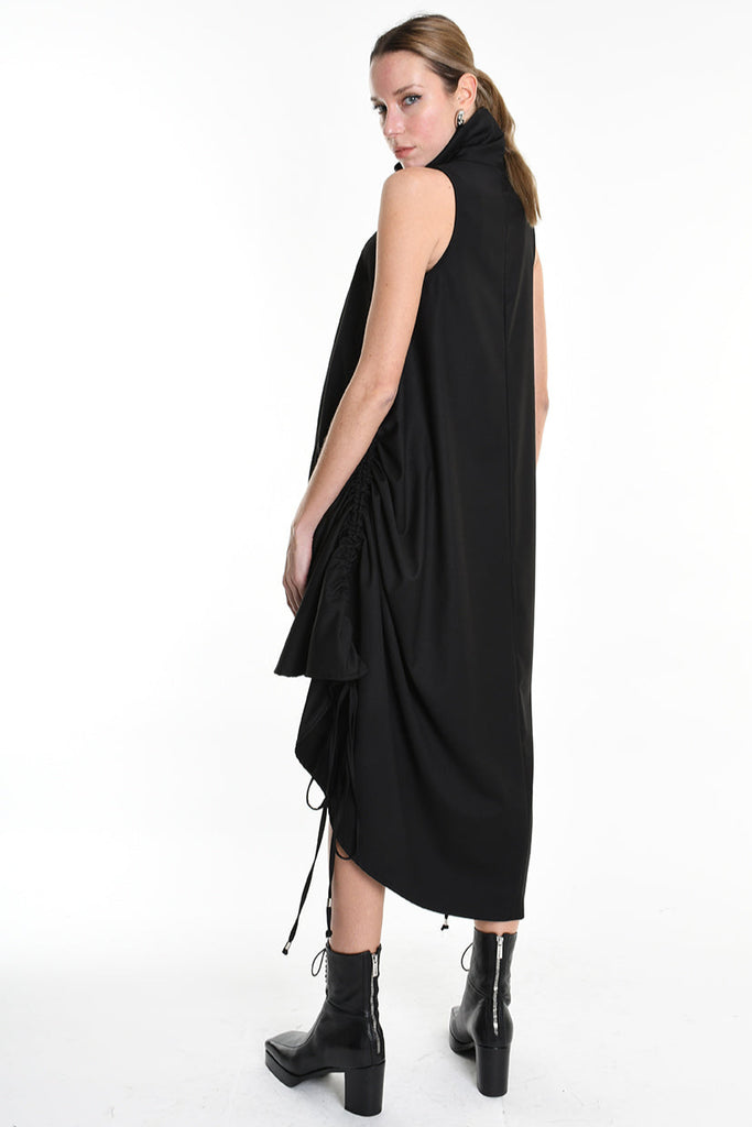 4R W5190 DRESS Over Asymmetric Fluid Black LA HAINE INSIDE US