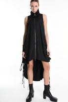 4R W5190 DRESS Over Asymmetric Fluid Black LA HAINE INSIDE US