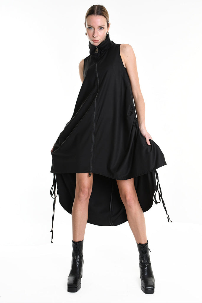 4R W5190 DRESS Over Asymmetric Fluid Black LA HAINE INSIDE US