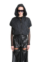4R W5196 BOMBER Oversized Sleeveless in Quilted Chiffon, Black. TEPHRA