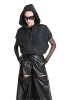 4R W5196 BOMBER Oversized Sleeveless in Quilted Chiffon, Black. TEPHRA