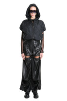 4R W5196 BOMBER Oversized Sleeveless in Quilted Chiffon, Black. TEPHRA