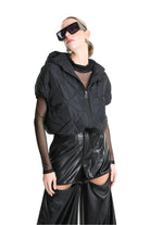 4R W5196 BOMBER Oversized Sleeveless in Quilted Chiffon, Black. TEPHRA