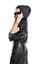 4R W5197 BOMBER Oversized Sleeveless in Sequins & Chiffon, Black. TEPHRA