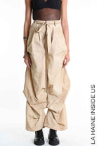 4R W5380 PANTALONE Palazzo Dyed Cotton in Gabardine Mud