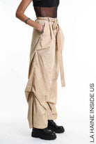 4R W5380 PANTALONE Palazzo Dyed Cotton in Gabardine Mud