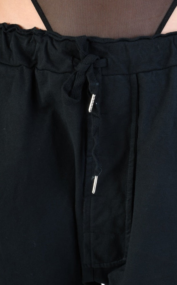 A34V LW74424 TROUSER Over Low Crotch Fleece Stretch Dyed Black - TEPHRA