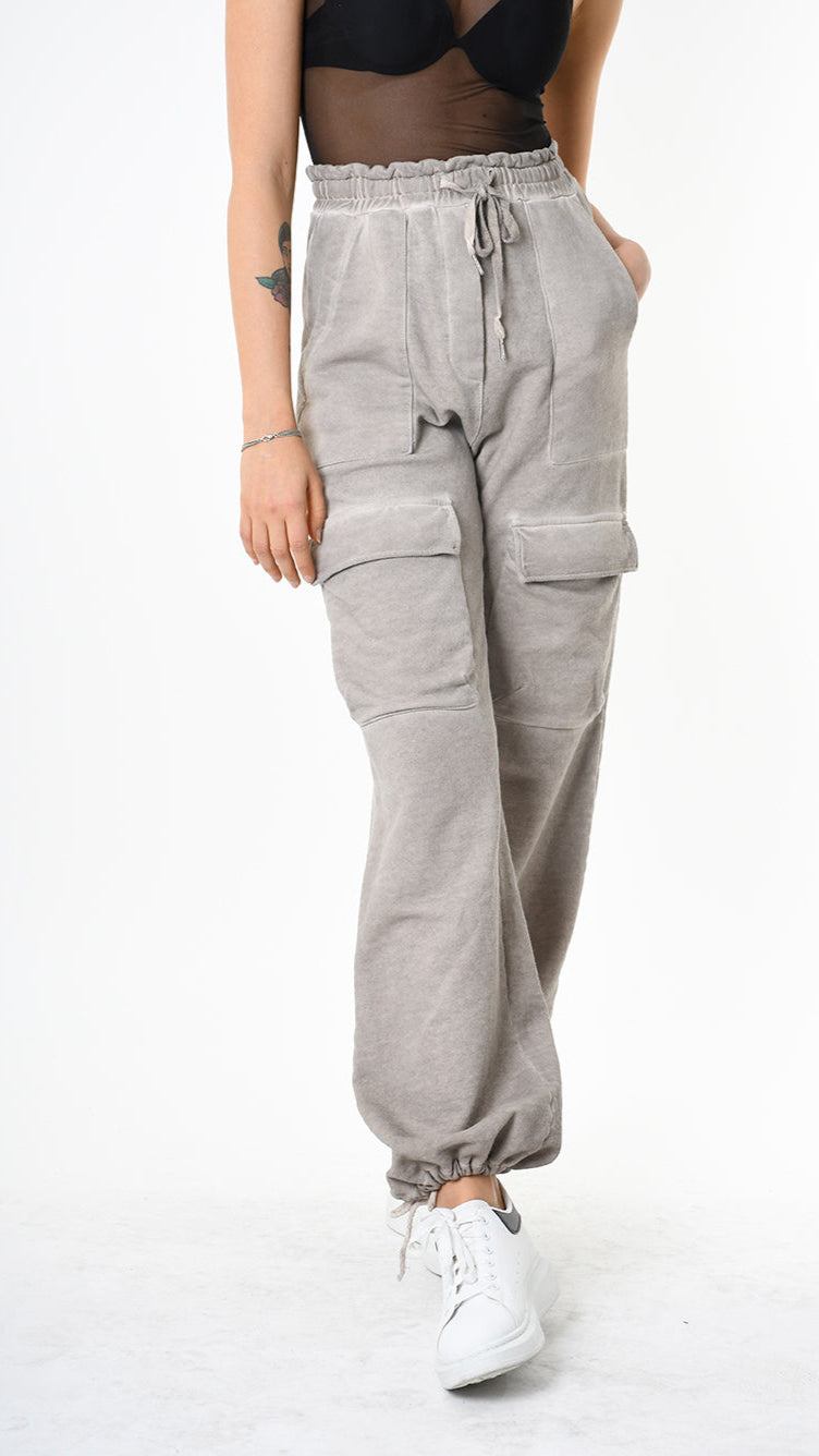 A34V LW91425 TROUSER Wide Gauze Fleece Dyed Cold Sand