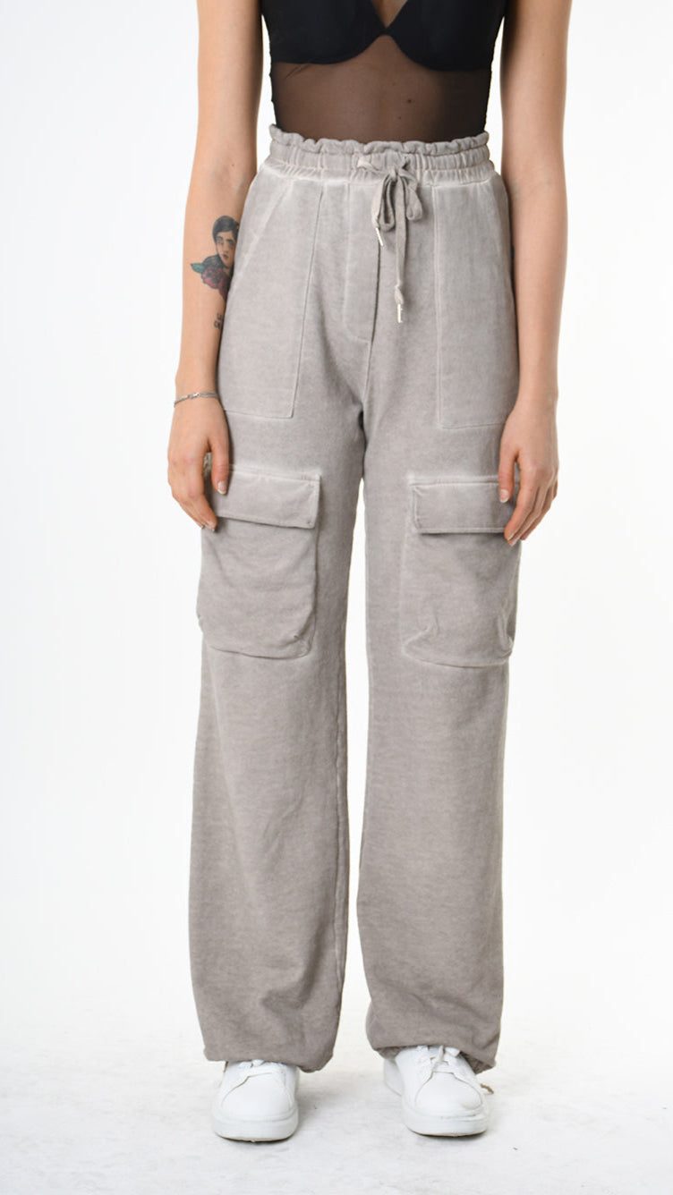 A34V LW91425 TROUSER Wide Gauze Fleece Dyed Cold Sand