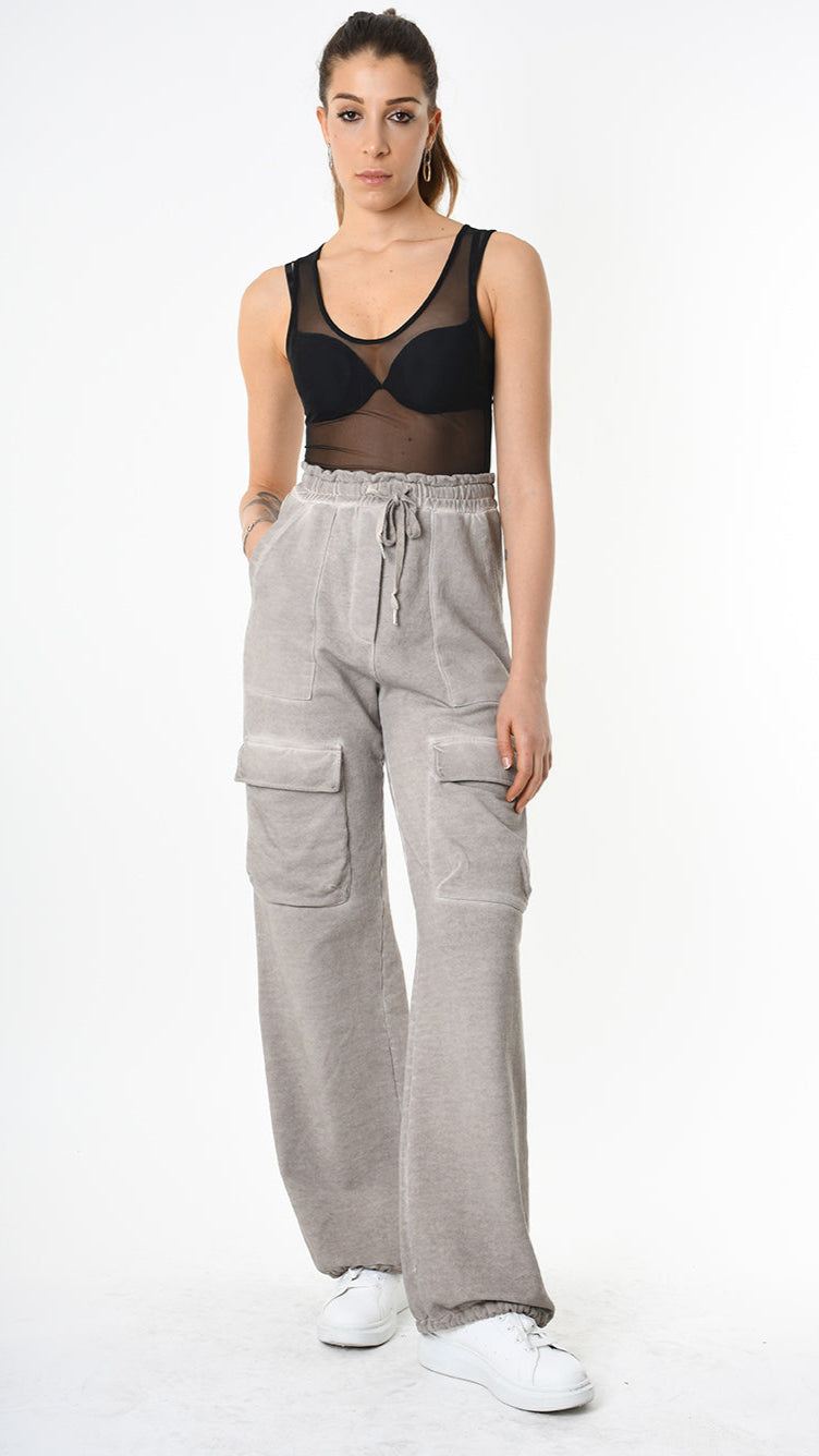 A34V LW91425 TROUSER Wide Gauze Fleece Dyed Cold Sand