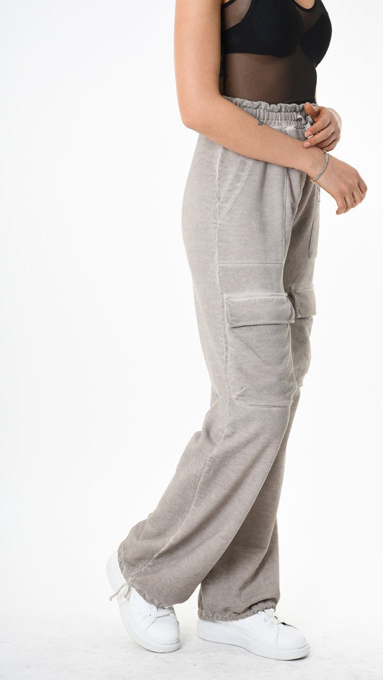 A34V LW91425 TROUSER Wide Gauze Fleece Dyed Cold Sand