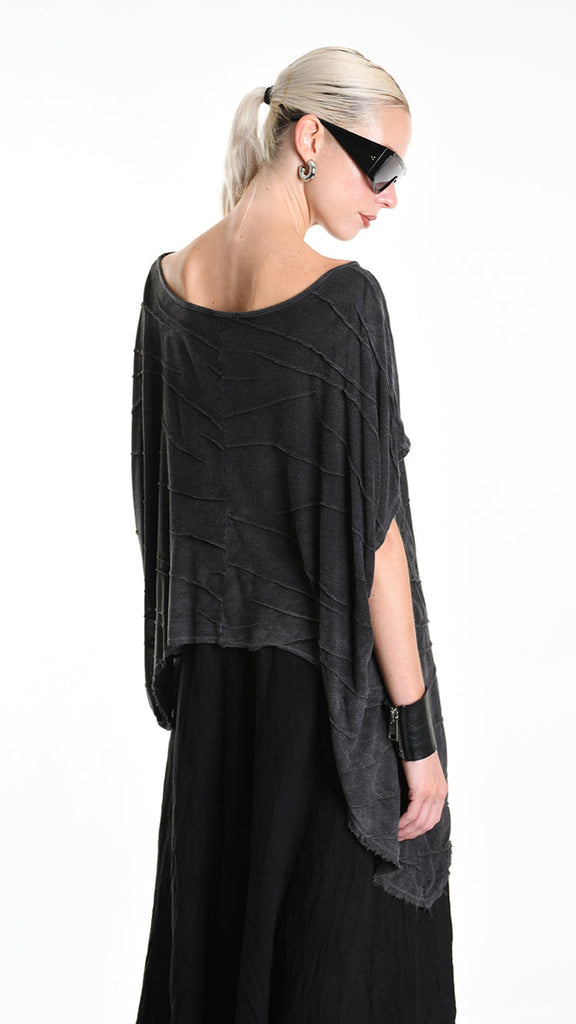 A34V W507525 T-SHIRT Asymmetric Jersey Devore Marmorized Dust Black.