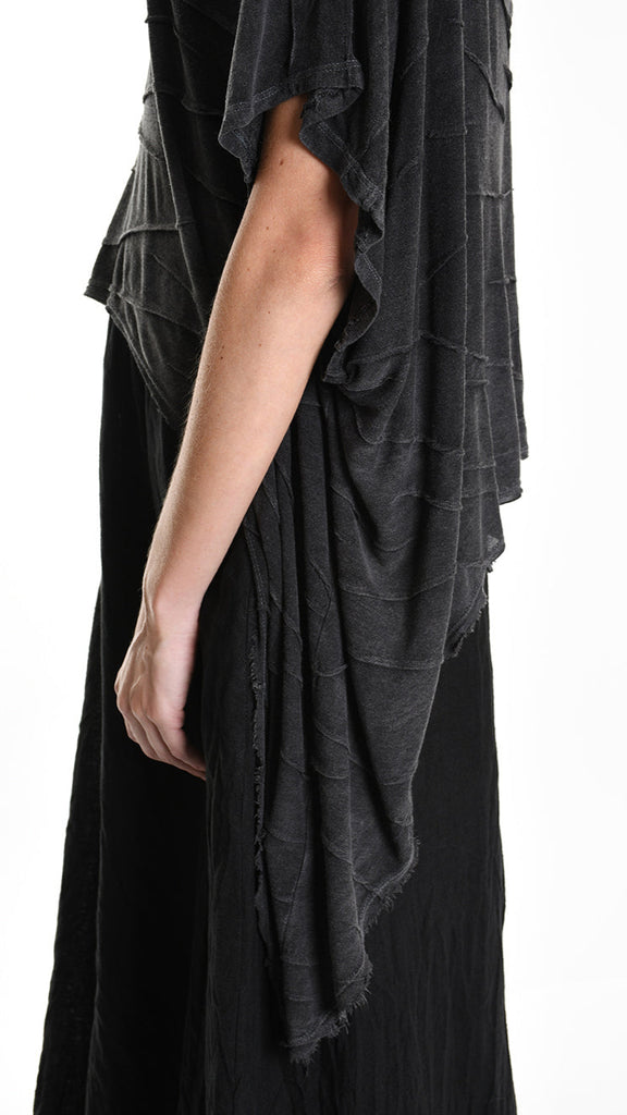 A34V W507525 T-SHIRT Asymmetric Jersey Devore Marmorized Dust Black.