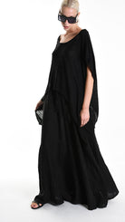 A34V W507625 T-SHIRT Asymmetric Jersey Devore Dyed Black