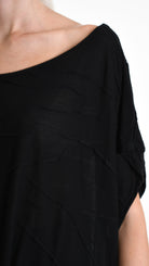 A34V W507625 T-SHIRT Asymmetric Jersey Devore Dyed Black