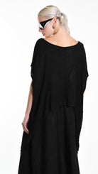 A34V W507625 T-SHIRT Asymmetric Jersey Devore Dyed Black
