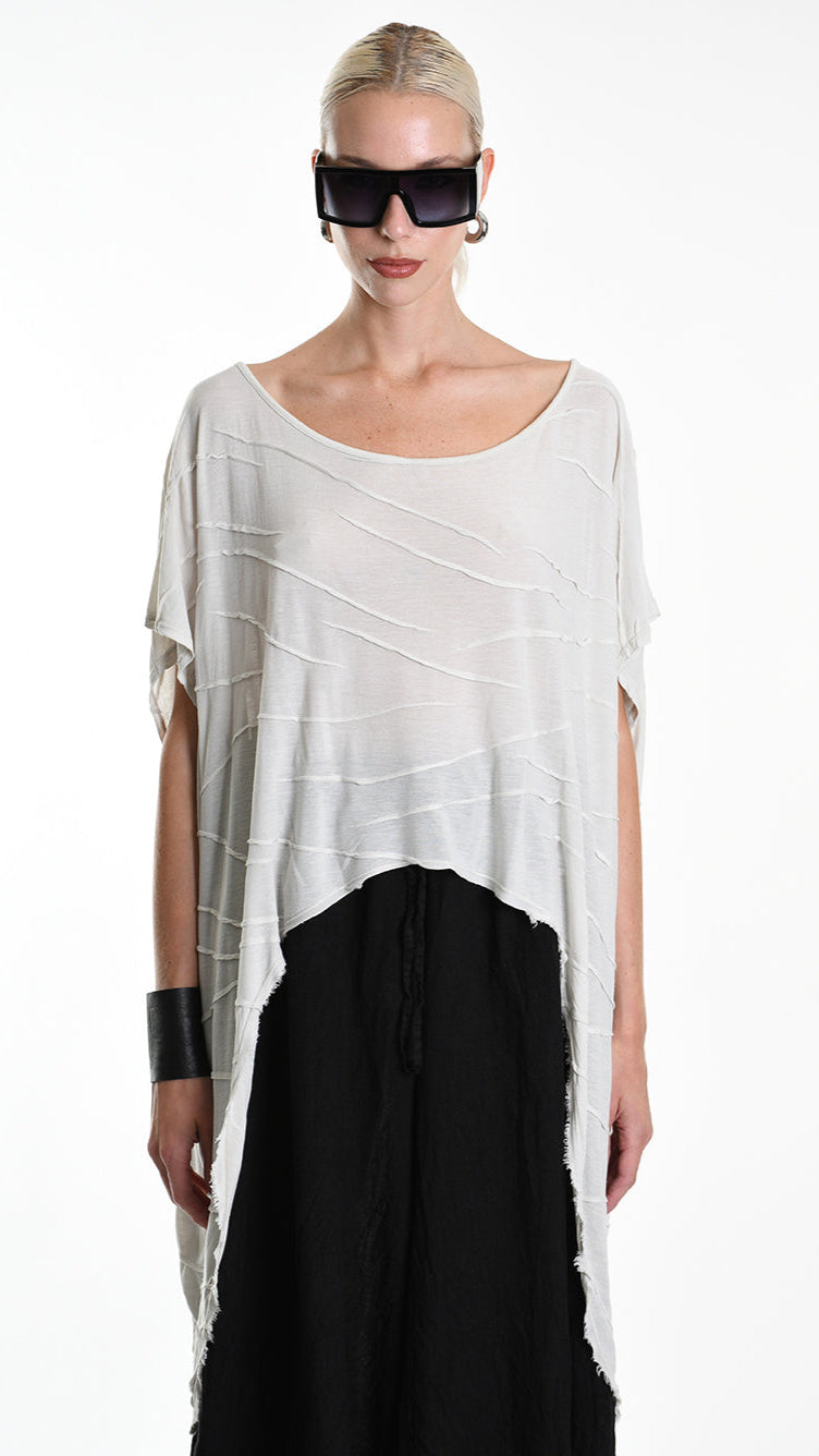 A34V W507625 T-SHIRT Asymmetric Jersey Devore Dyed Sand