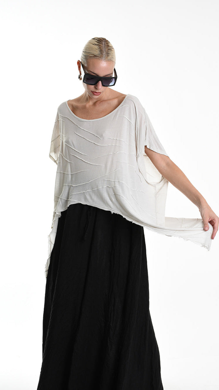 A34V W507625 T-SHIRT Asymmetric Jersey Devore Dyed Sand
